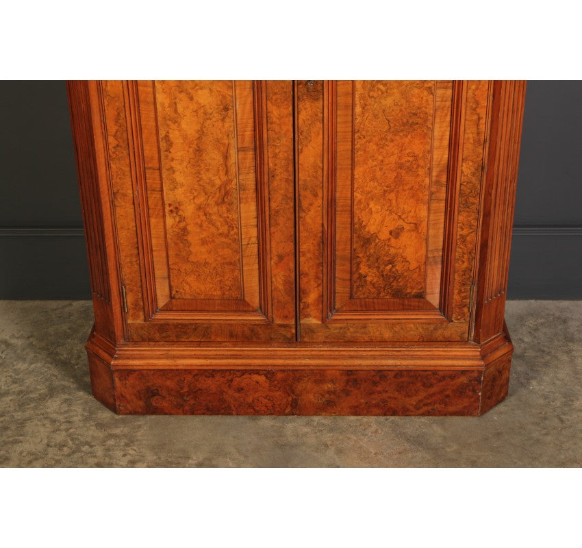 Rare Slim Burr Walnut Cupboard