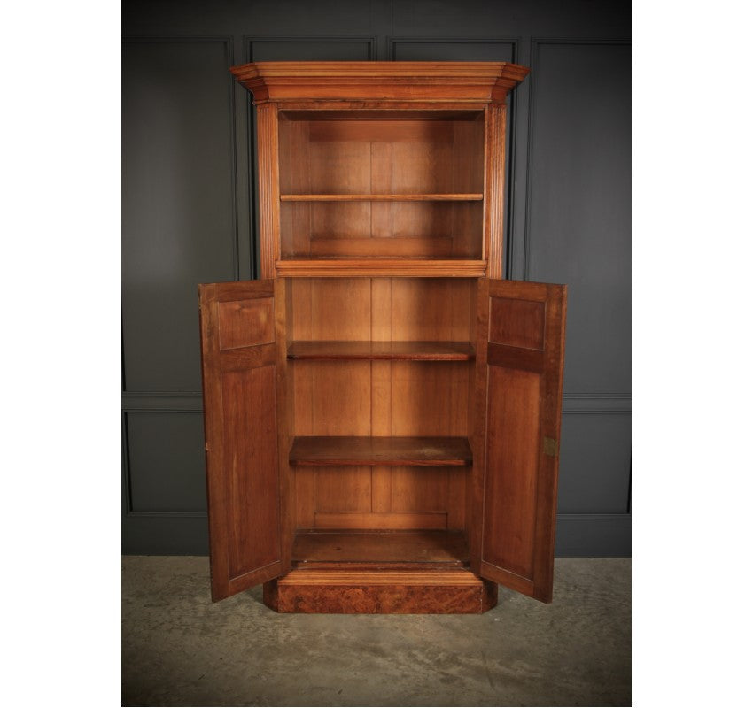 Rare Slim Burr Walnut Cupboard