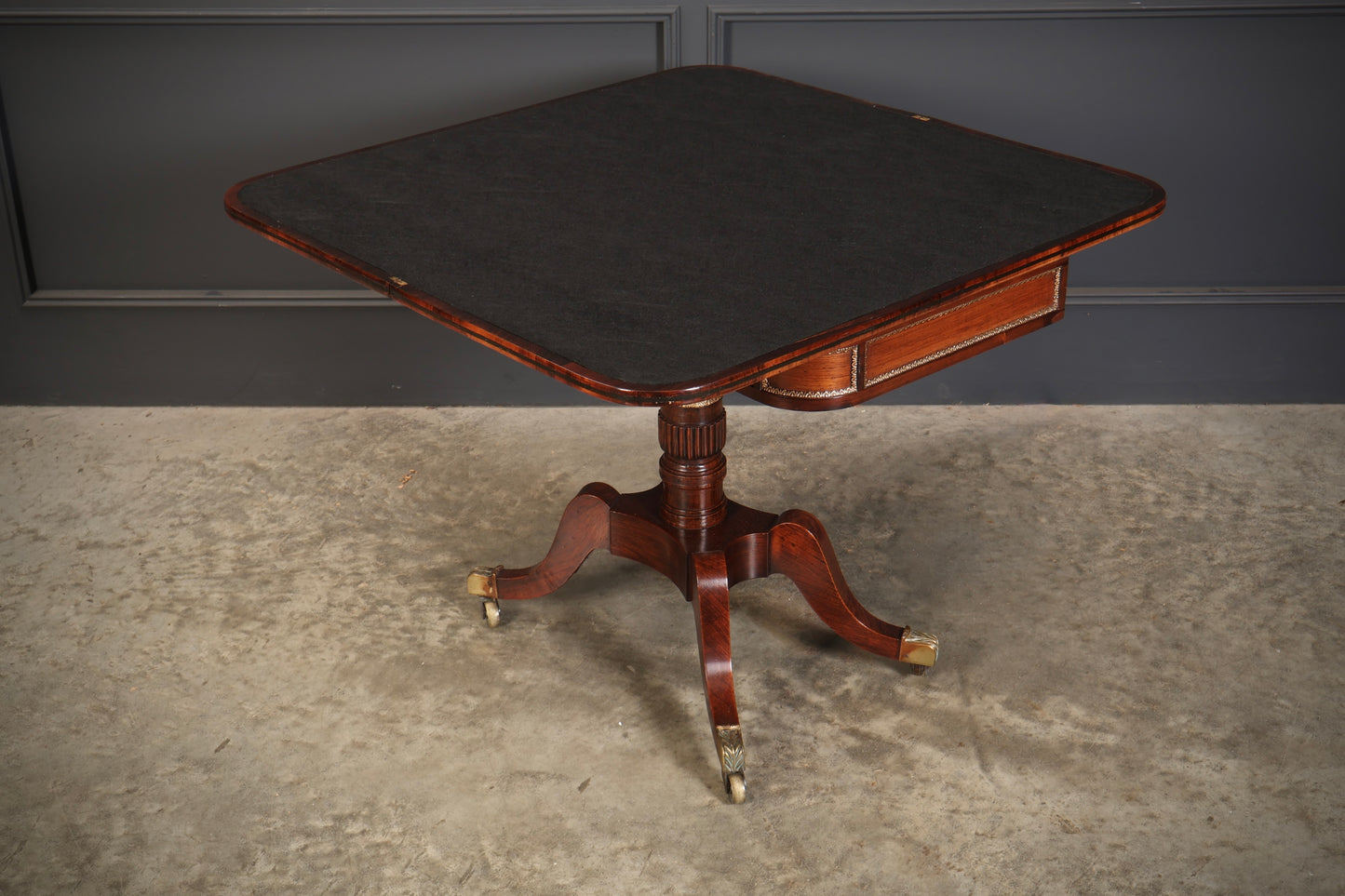 Regency Rosewood Brass Inlaid Card Table