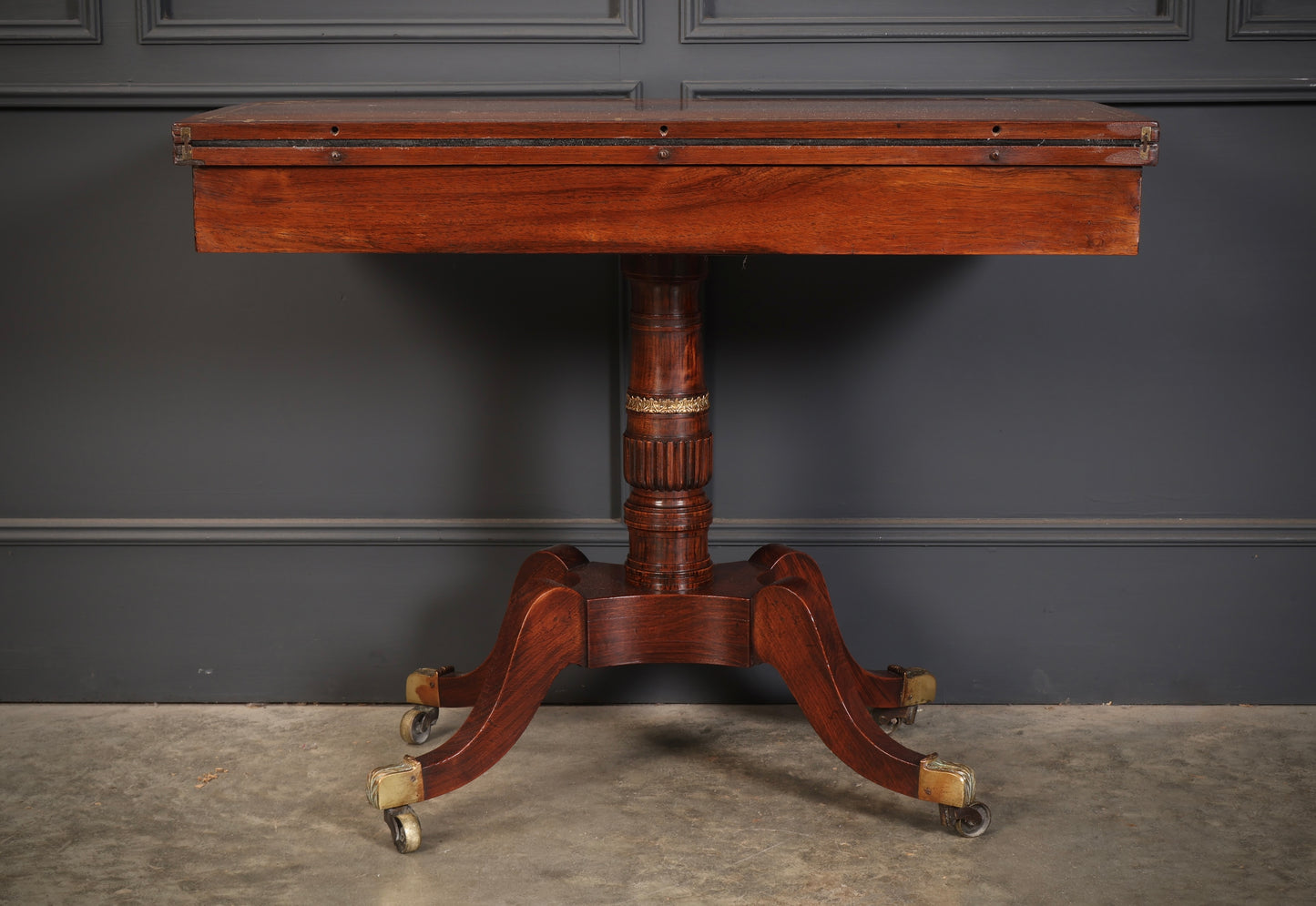 Regency Rosewood Brass Inlaid Card Table