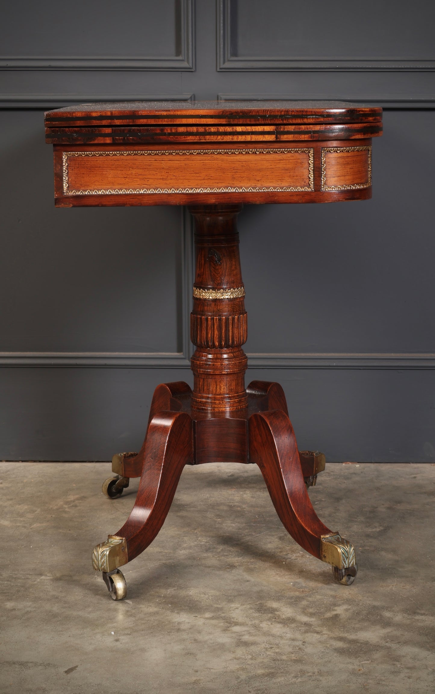 Regency Rosewood Brass Inlaid Card Table