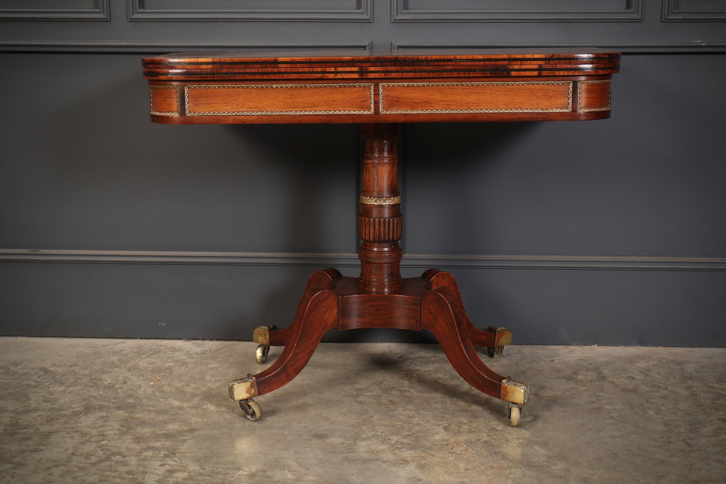 Regency Rosewood Brass Inlaid Card Table