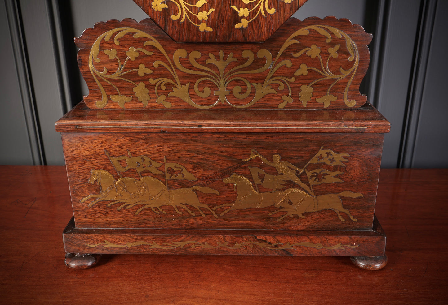 Regency Brass Inlaid Rosewood Mantel Clock