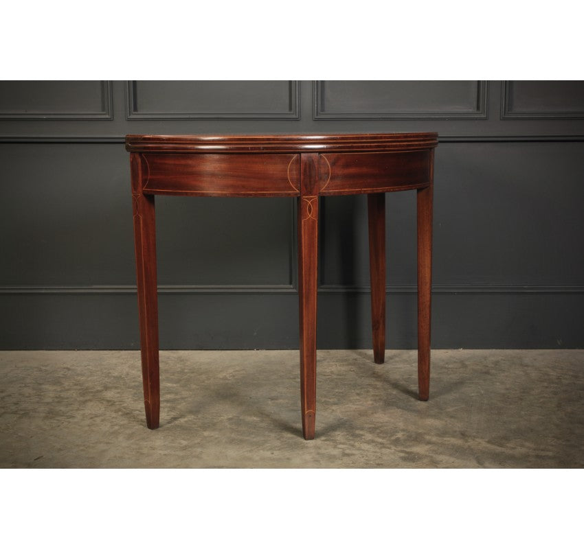 Regency Mahogany Demi Lune Inlaid Tea Table