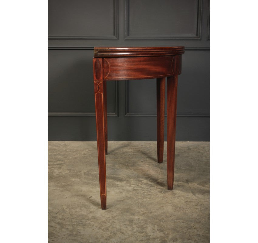Regency Mahogany Demi Lune Inlaid Tea Table