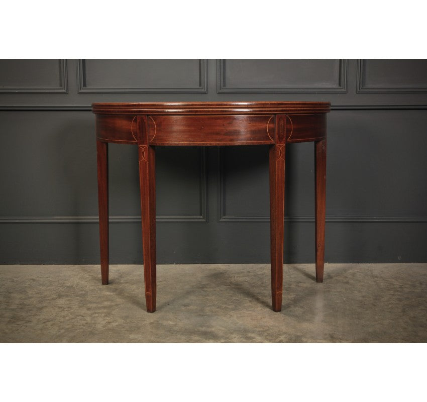 Regency Mahogany Demi Lune Inlaid Tea Table