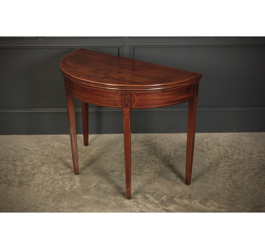 Regency Mahogany Demi Lune Inlaid Tea Table