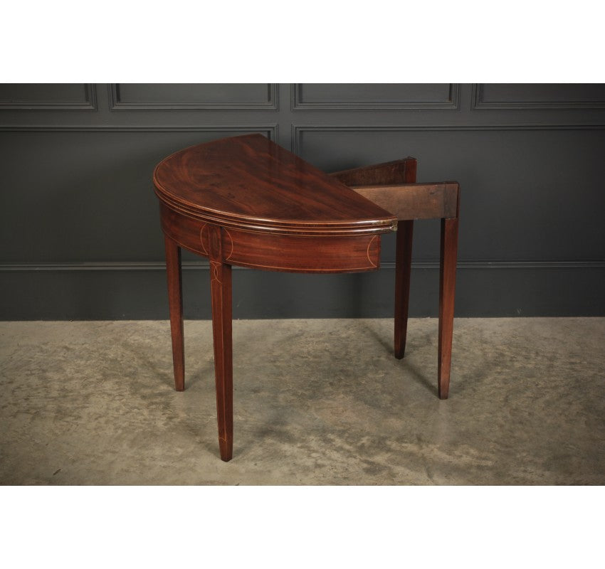 Regency Mahogany Demi Lune Inlaid Tea Table