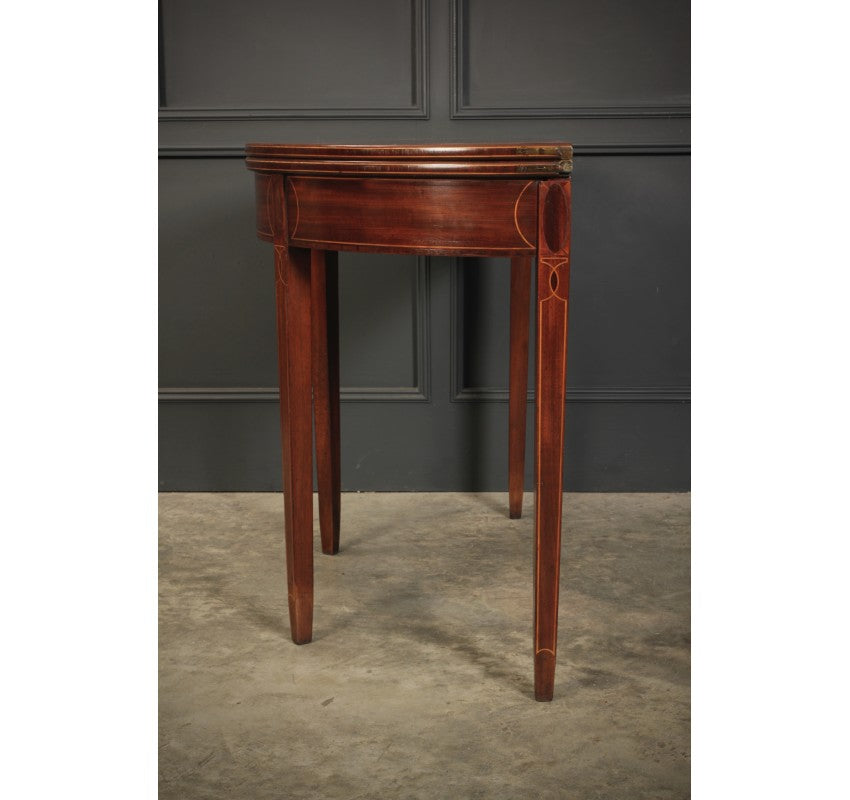 Regency Mahogany Demi Lune Inlaid Tea Table