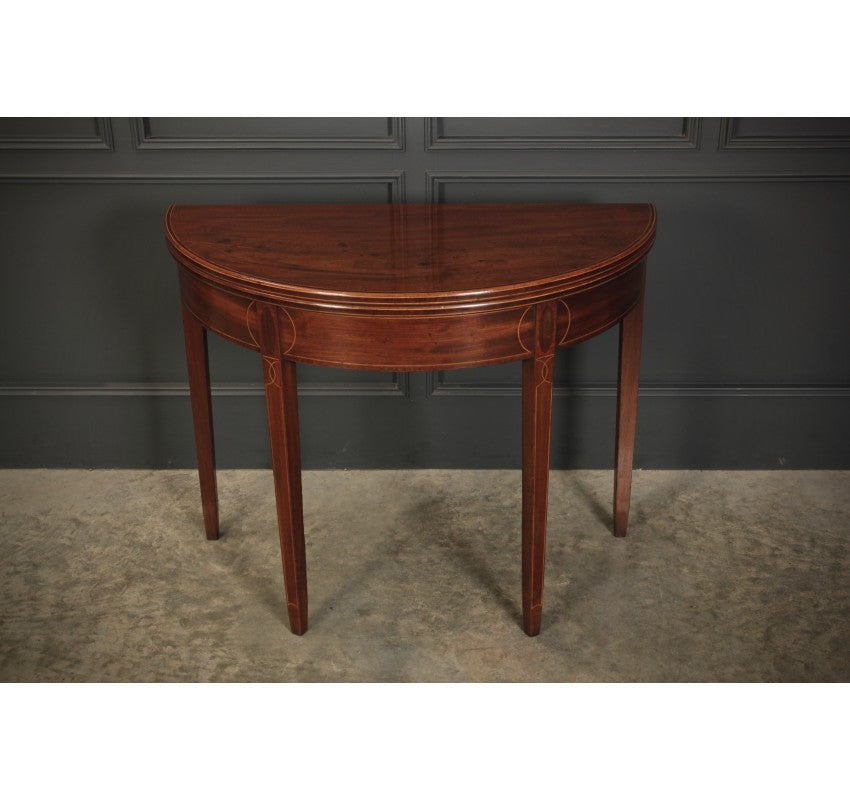 Regency Mahogany Demi Lune Inlaid Tea Table