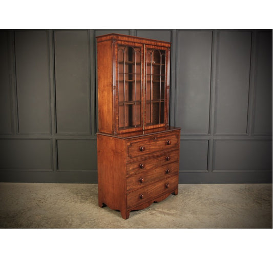 Regency Mahogany Glazed Secretaire Bookcase