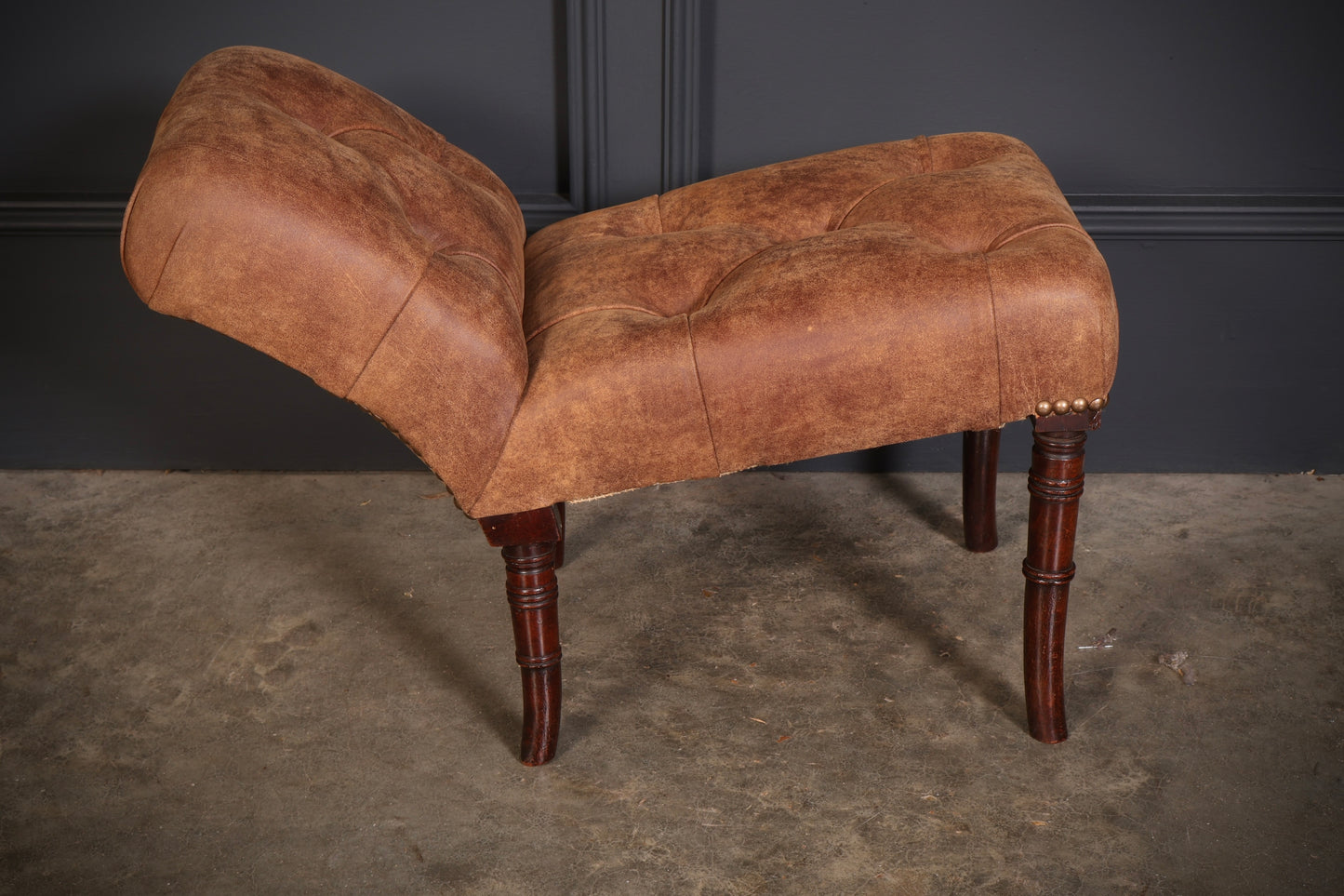 Regency Mahogany & Leather Footstool