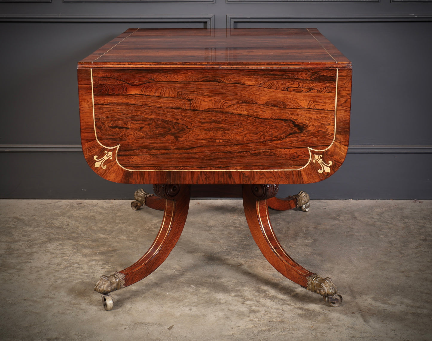 Exquisite Regency Rosewood Brass Inlaid Sofa Table