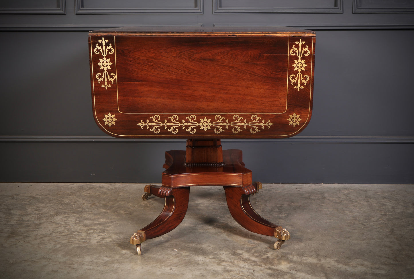 Magnificent Regency Rosewood Brass Inlaid Sofa Table