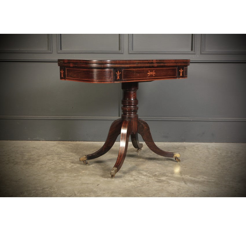 Regency Rosewood Inlaid Card Table