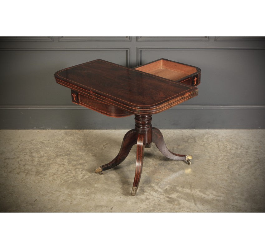 Regency Rosewood Inlaid Card Table