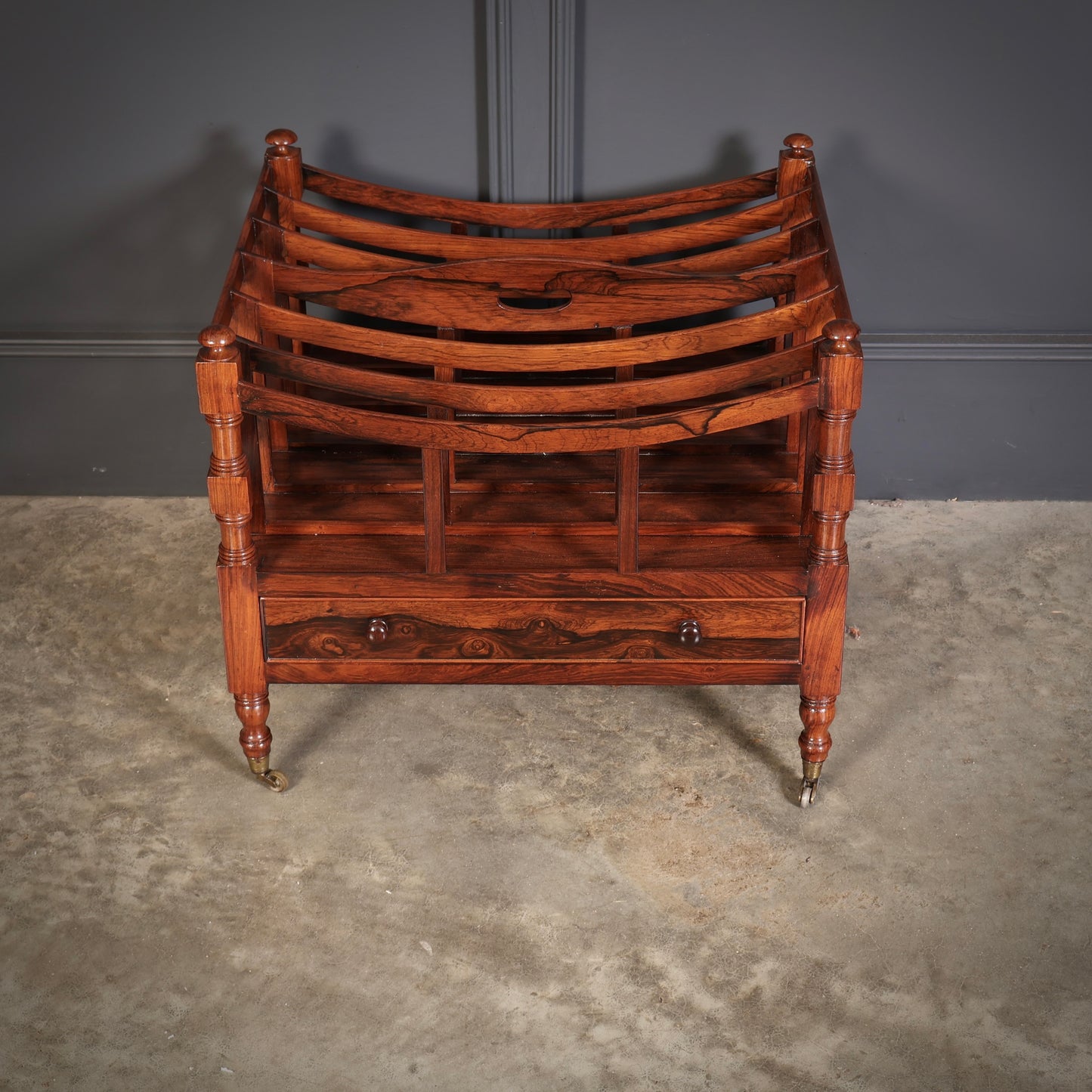 Large Regency Rosewood Canterbury Magazine Rack