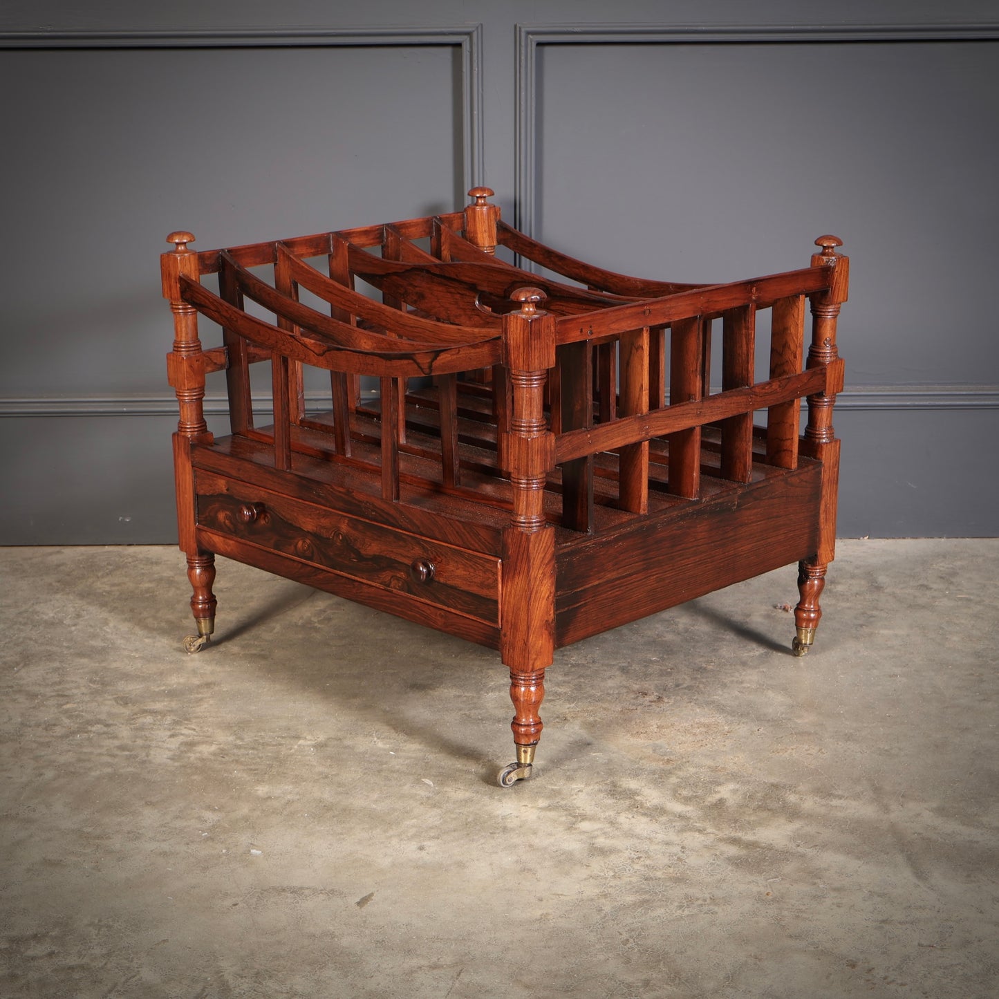 Large Regency Rosewood Canterbury Magazine Rack
