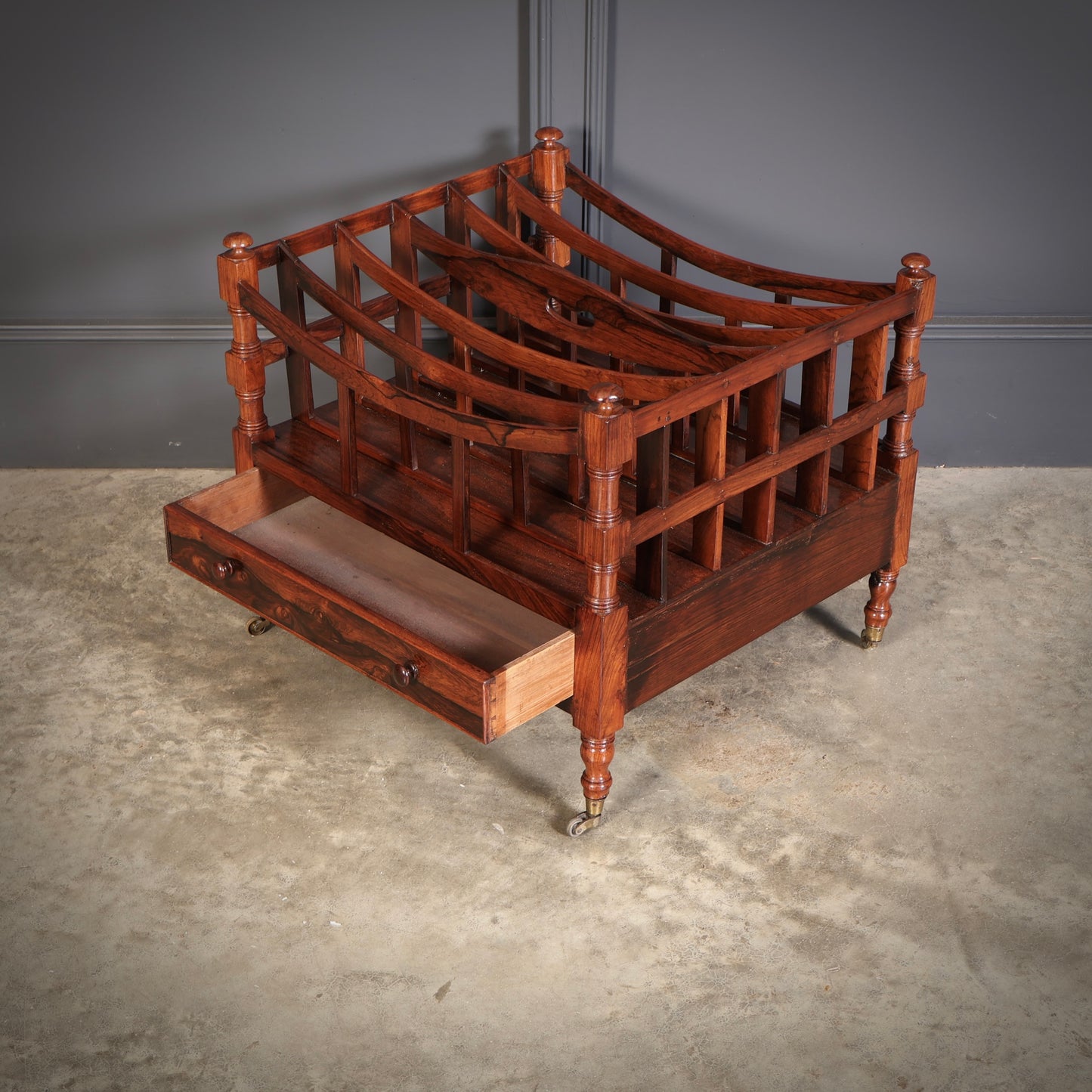 Large Regency Rosewood Canterbury Magazine Rack