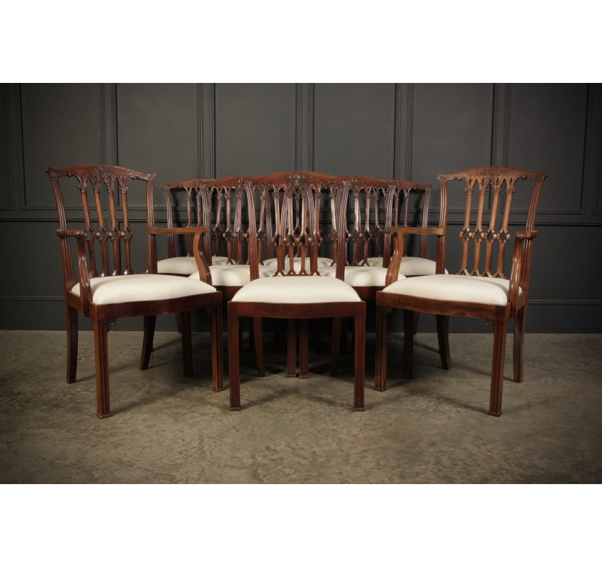 Set of Eight Solid Mahogany Dining Chairs