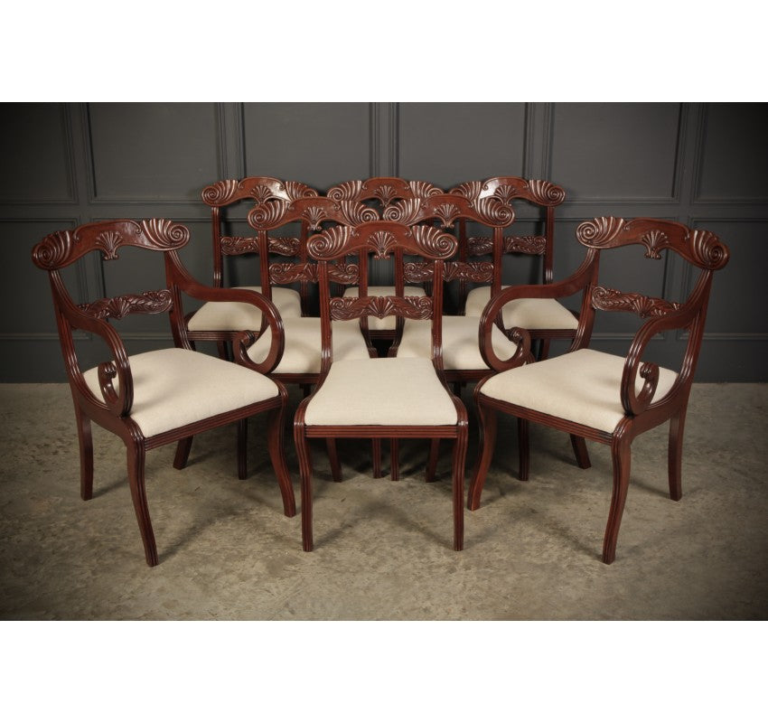 Set of 8 Regency Mahogany Dining Chairs