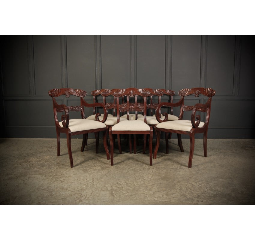 Set of 8 Regency Mahogany Dining Chairs