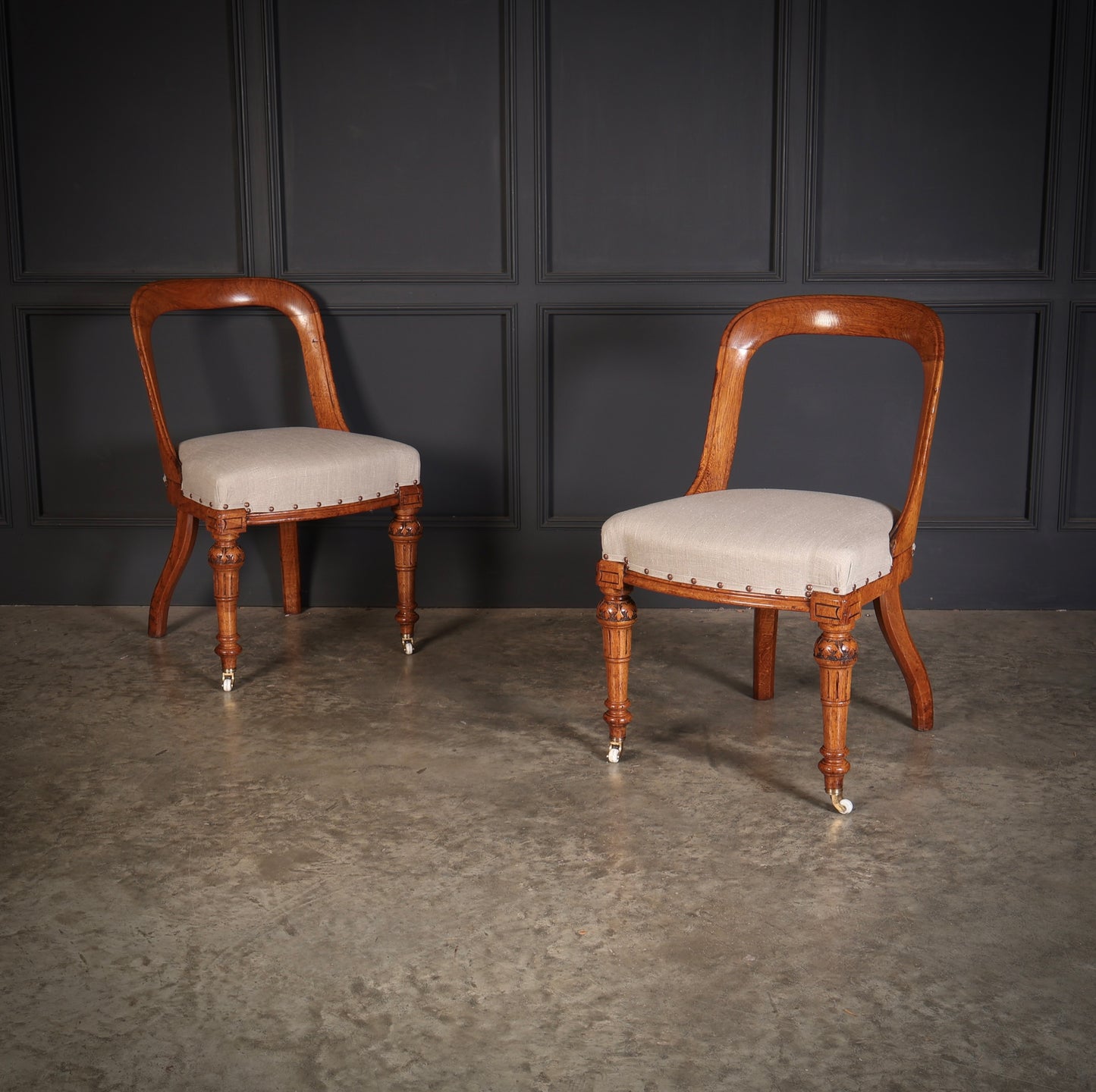 Magnificent Set of Ten Victorian Oak Dining Chairs