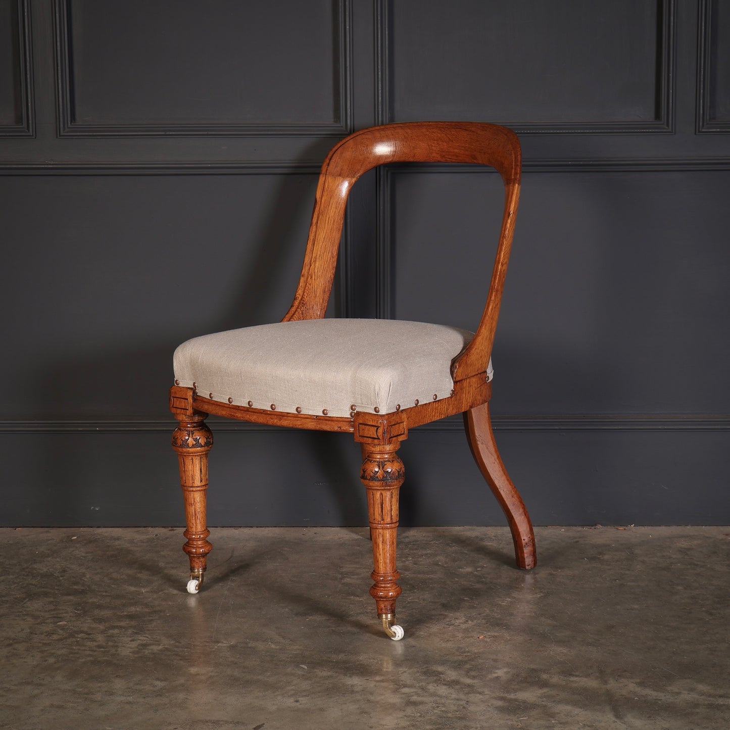 Magnificent Set of Ten Victorian Oak Dining Chairs