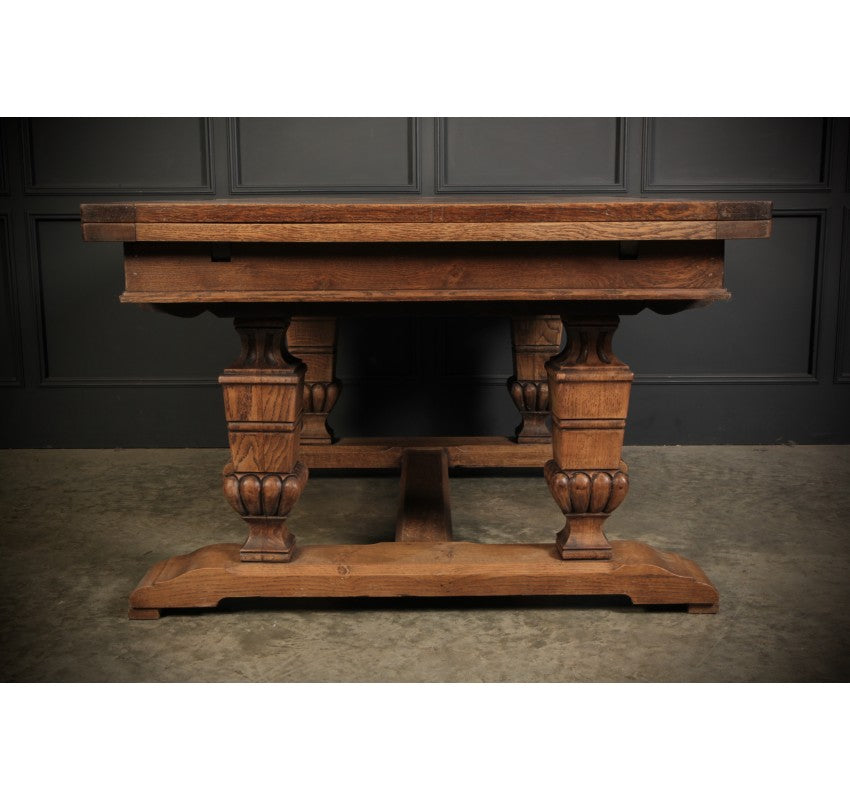 Solid Oak Parquetry Top Extending Dining Table