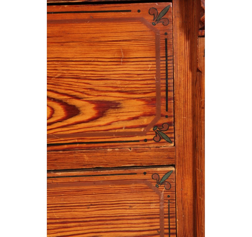 Stencilled Pitch Pine Chest of Drawers