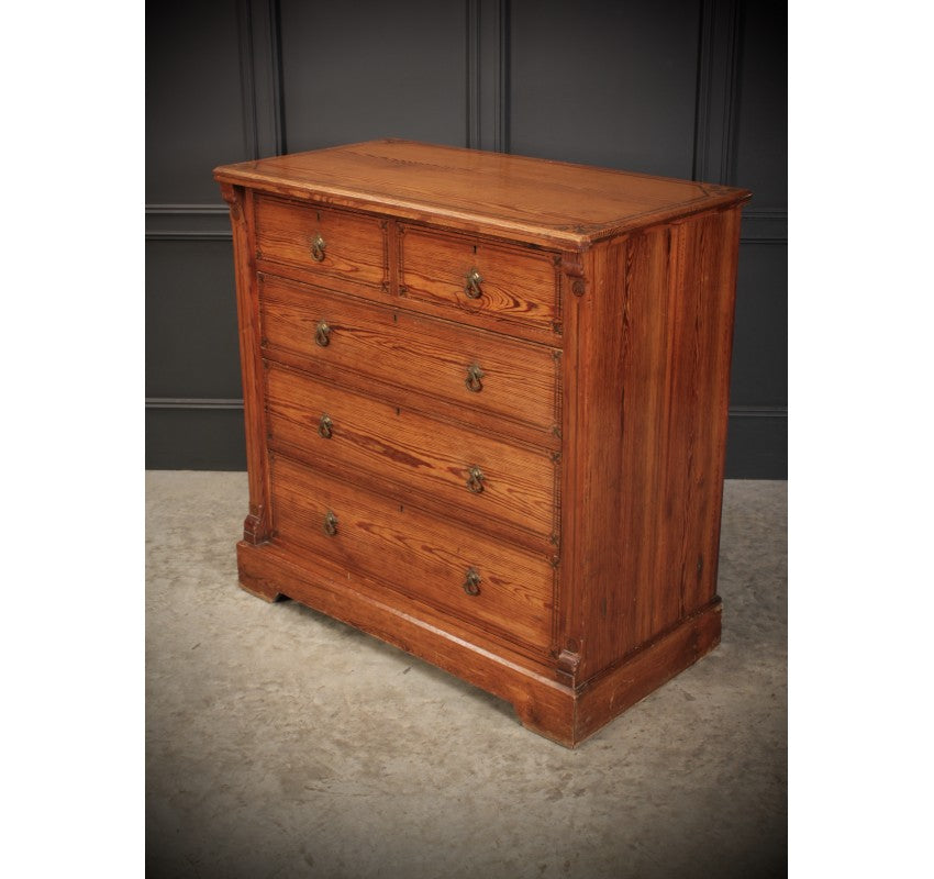 Stencilled Pitch Pine Chest of Drawers
