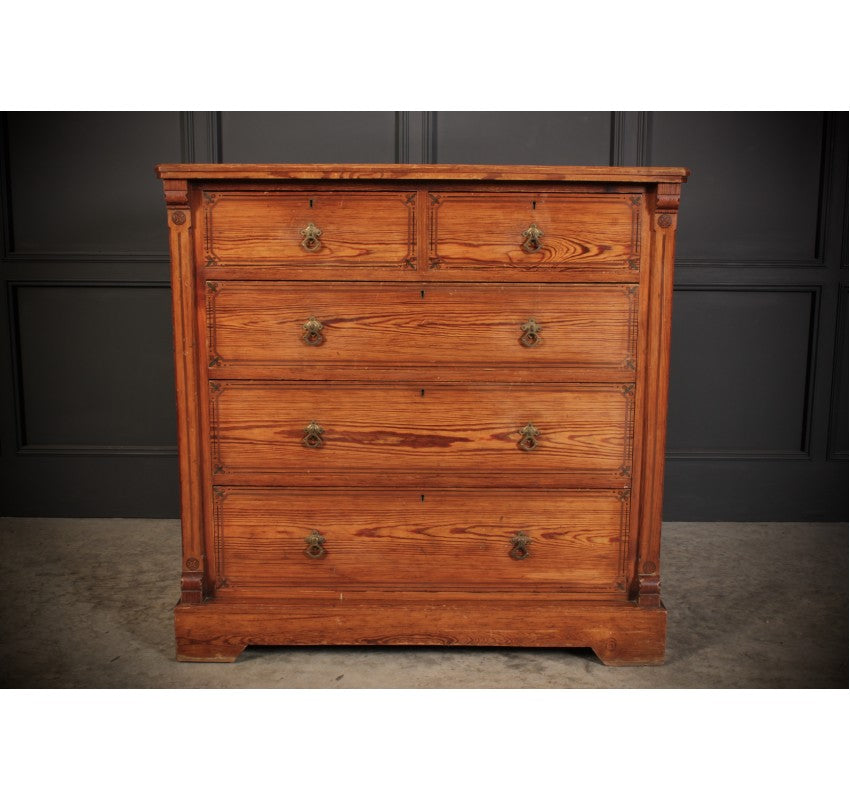 Stencilled Pitch Pine Chest of Drawers