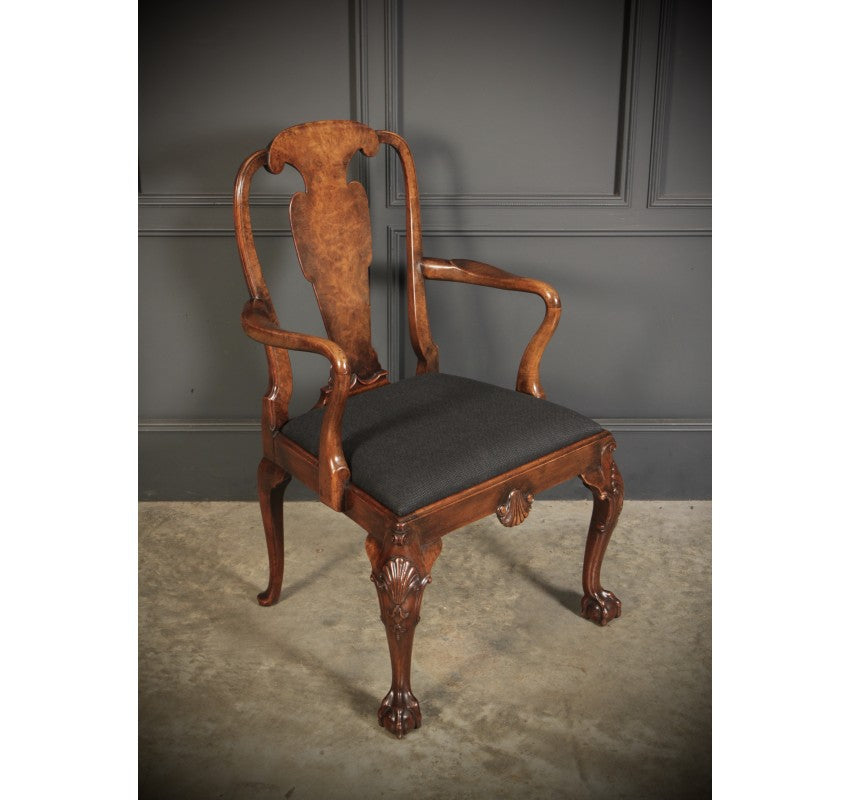 Superb Pair of Queen Anne Style Walnut Chairs