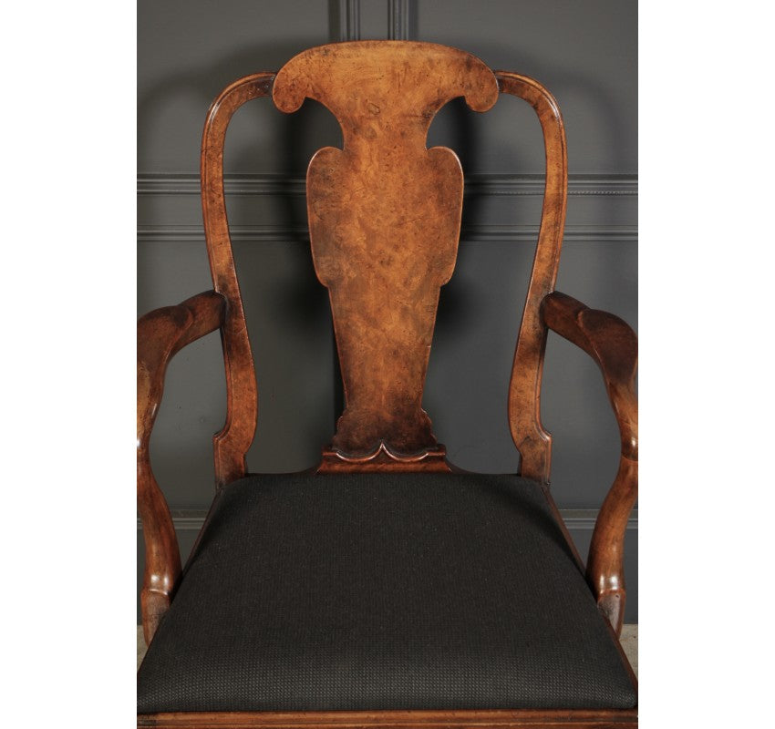 Superb Pair of Queen Anne Style Walnut Chairs