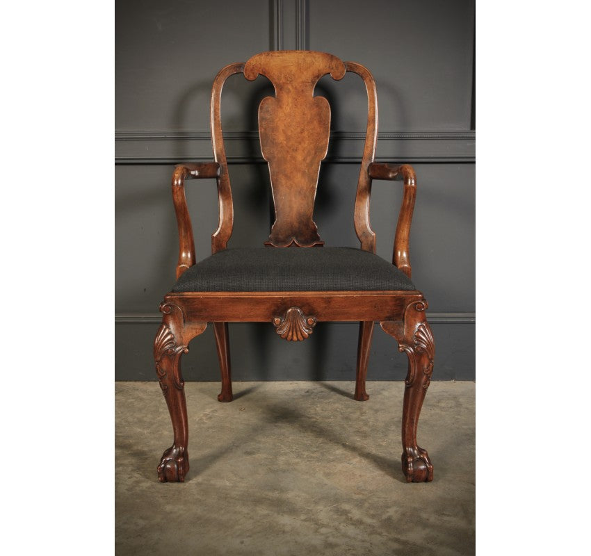 Superb Pair of Queen Anne Style Walnut Chairs