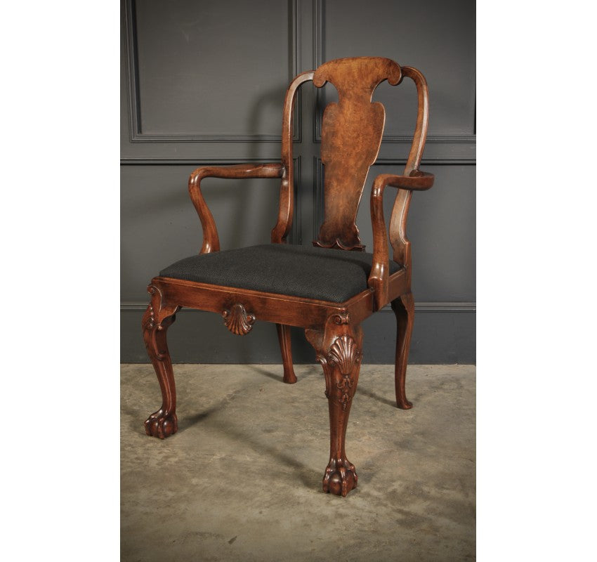 Superb Pair of Queen Anne Style Walnut Chairs