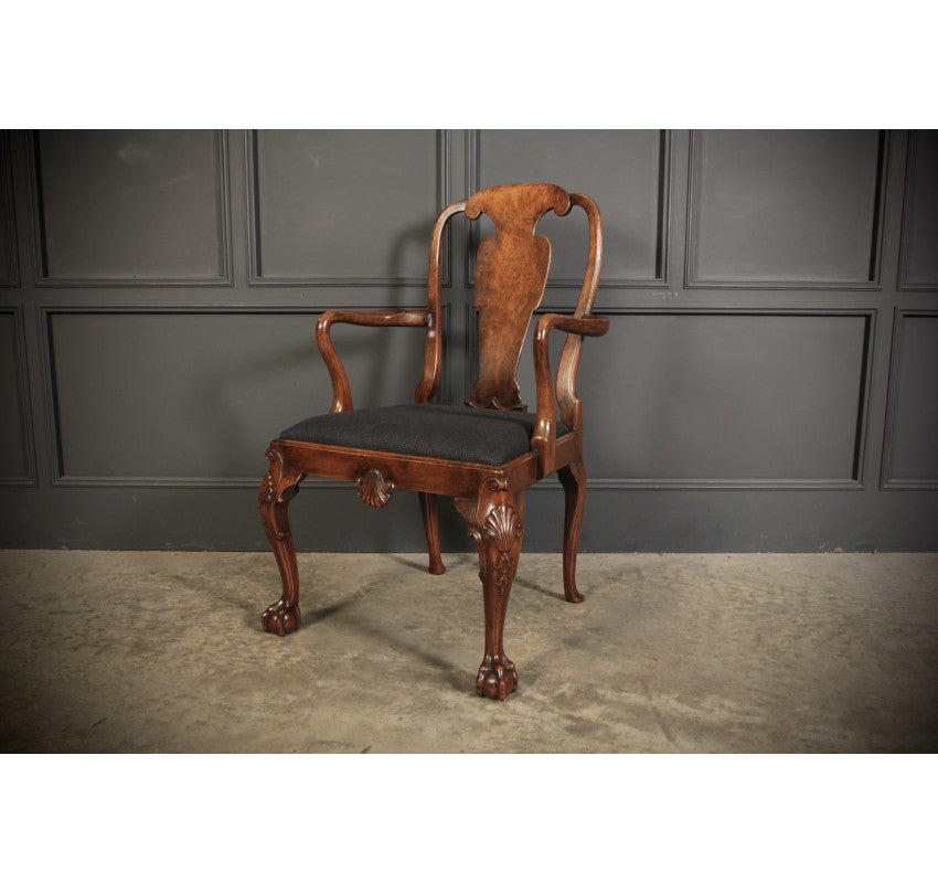 Superb Pair of Queen Anne Style Walnut Chairs