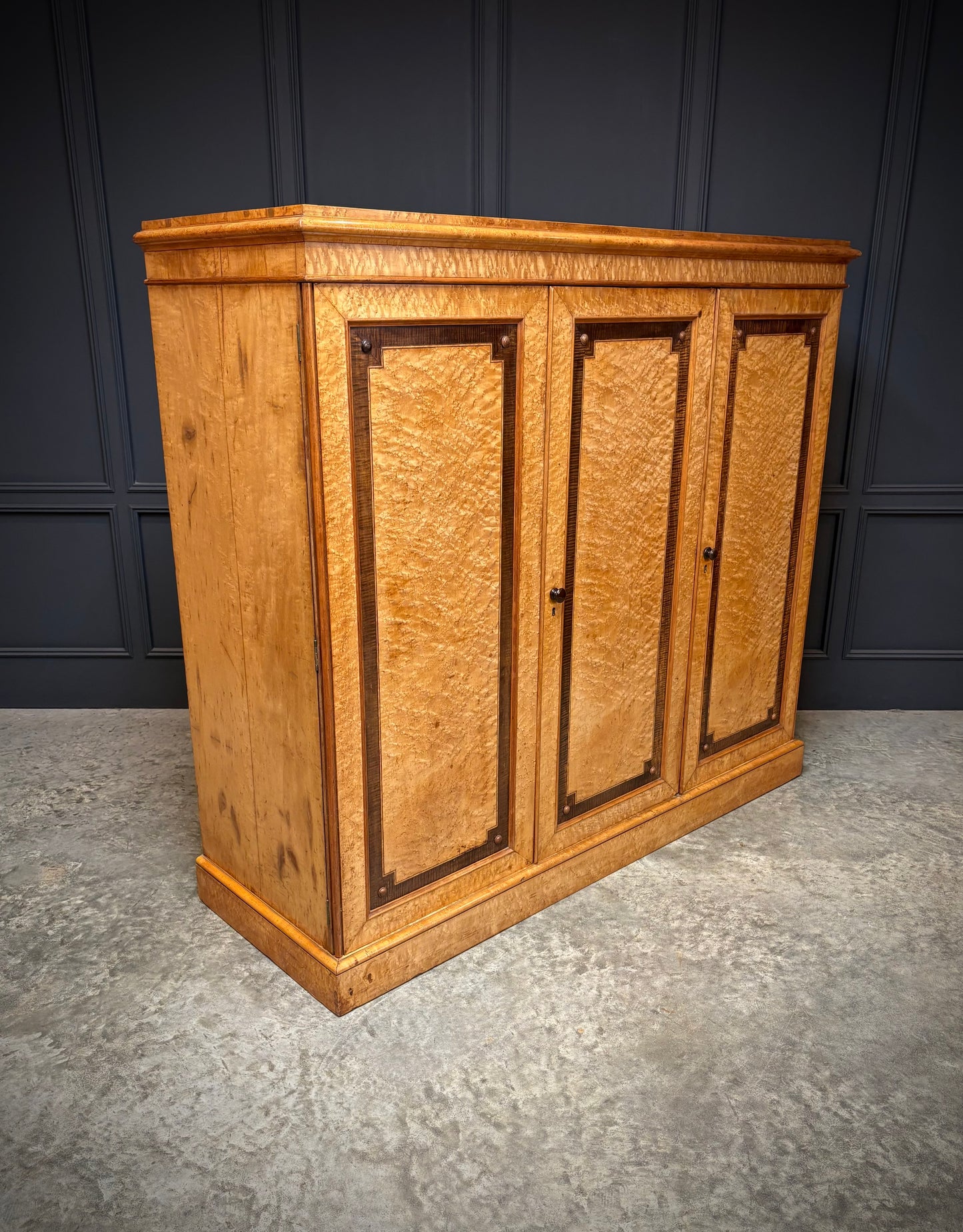 Low Victorian Birds Eye Maple Compactum Wardrobe