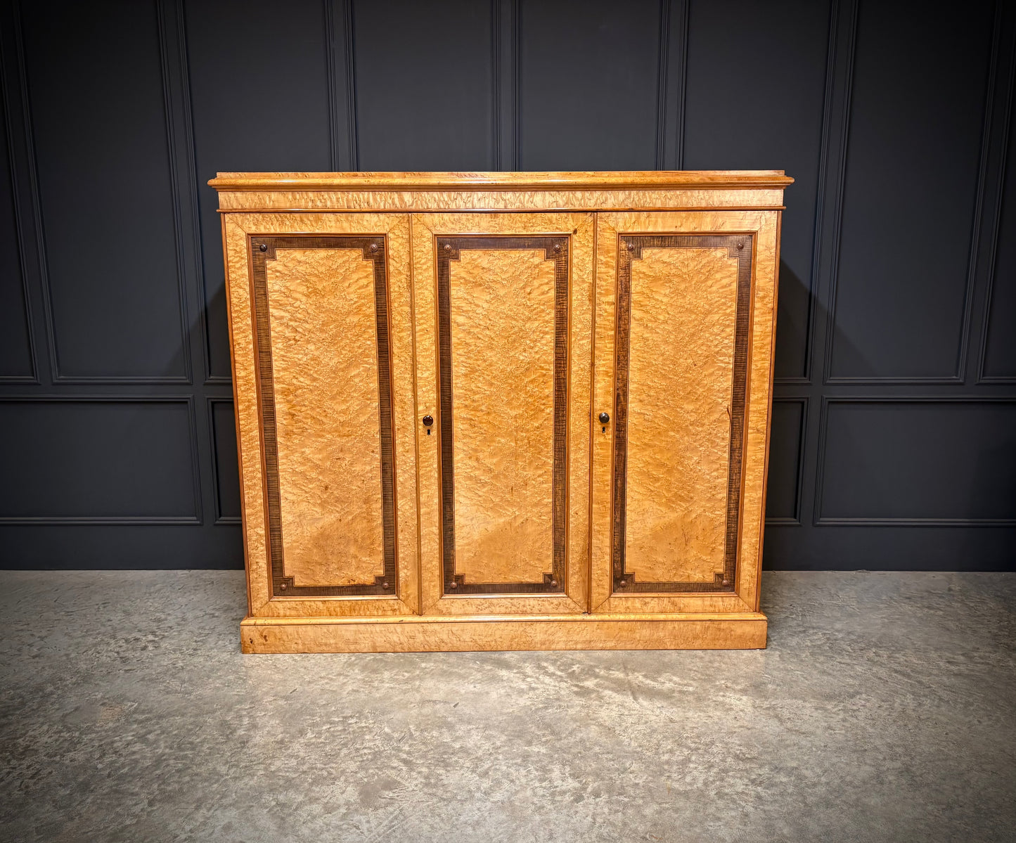 Low Victorian Birds Eye Maple Compactum Wardrobe