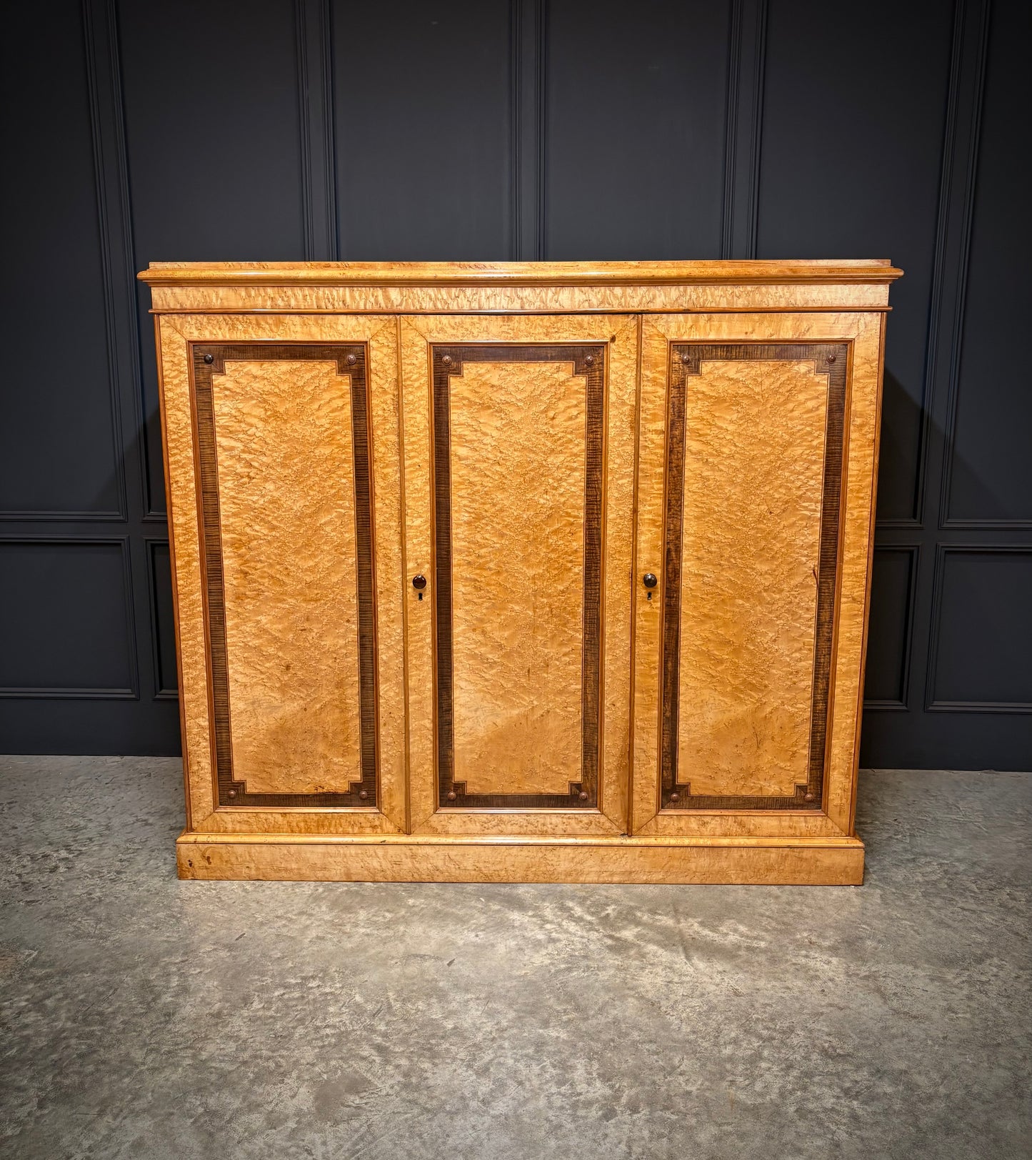 Low Victorian Birds Eye Maple Compactum Wardrobe