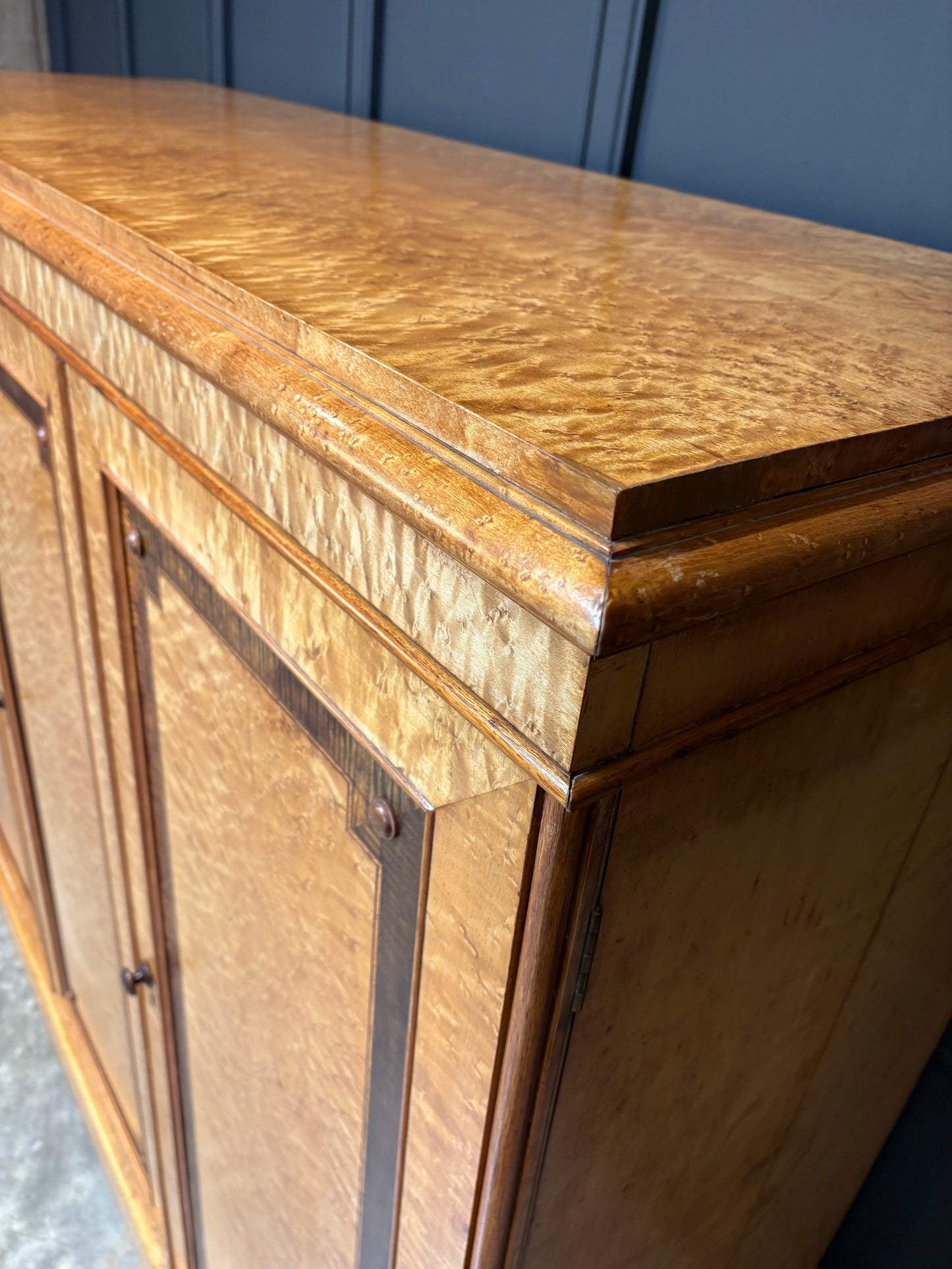 Low Victorian Birds Eye Maple Compactum Wardrobe