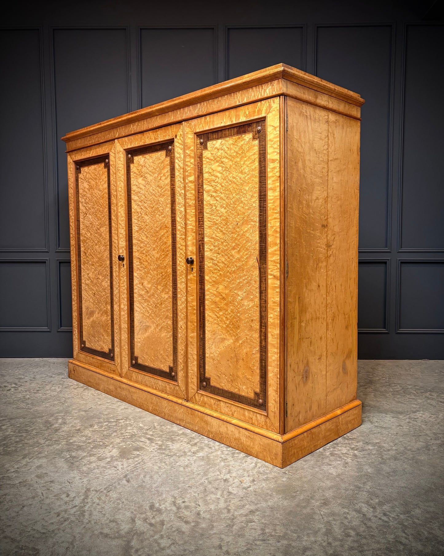 Low Victorian Birds Eye Maple Compactum Wardrobe