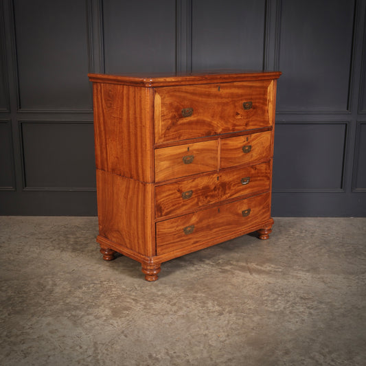 Victorian Camphor Wood Military Campaign Secretaire Chest