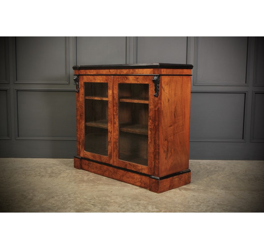 Victorian Glazed Figured Walnut Bookcase