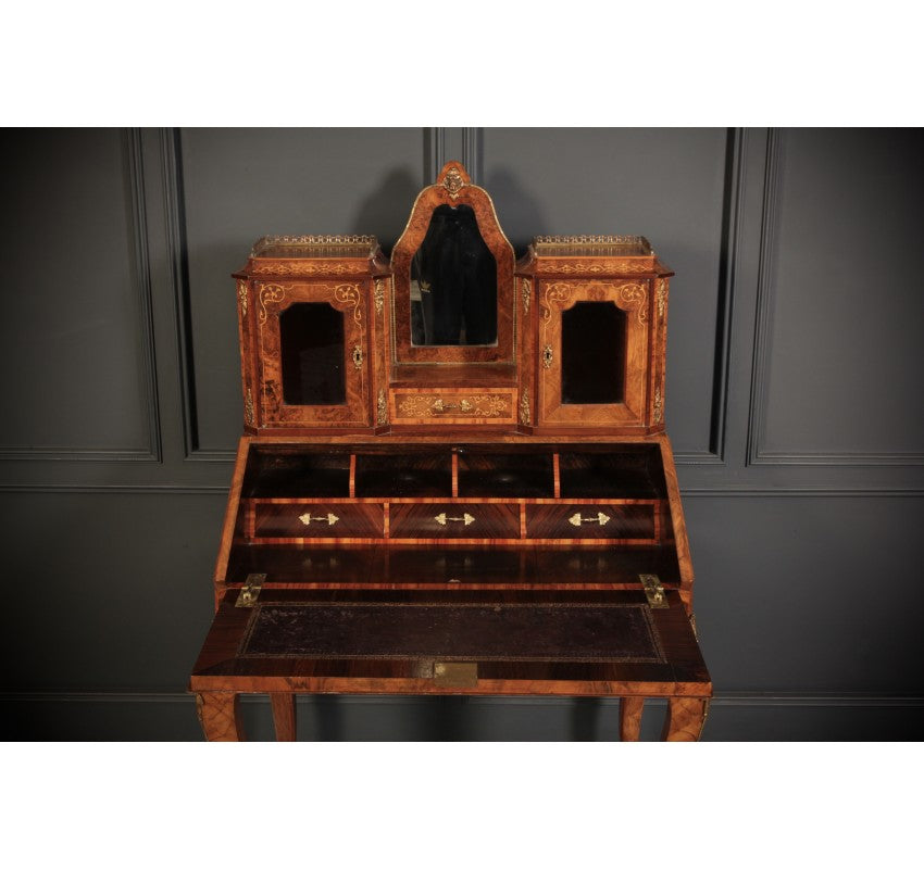 Victorian Inlaid Burr Walnut Ladies Writing Desk (bonheur De Jour)