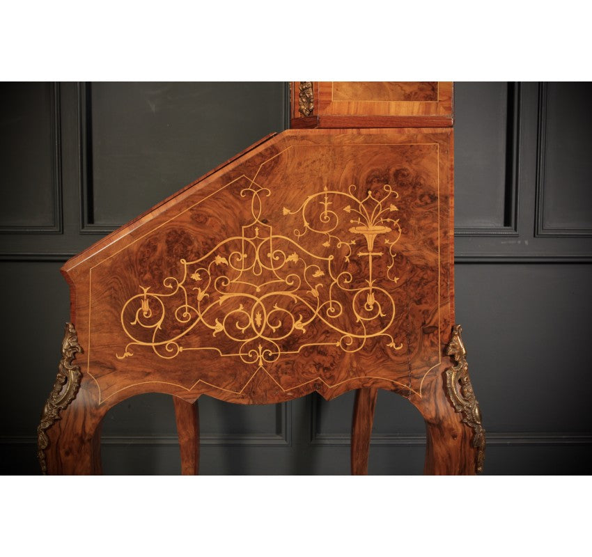 Victorian Inlaid Burr Walnut Ladies Writing Desk (bonheur De Jour)