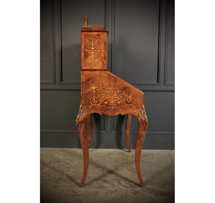 Victorian Inlaid Burr Walnut Ladies Writing Desk (bonheur De Jour)