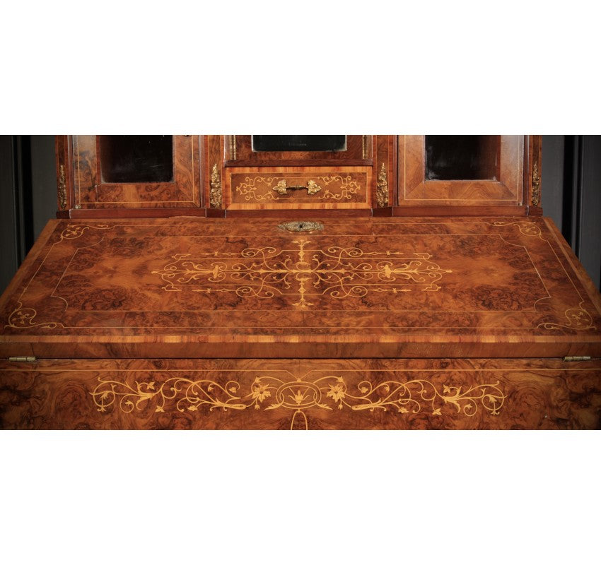 Victorian Inlaid Burr Walnut Ladies Writing Desk (bonheur De Jour)