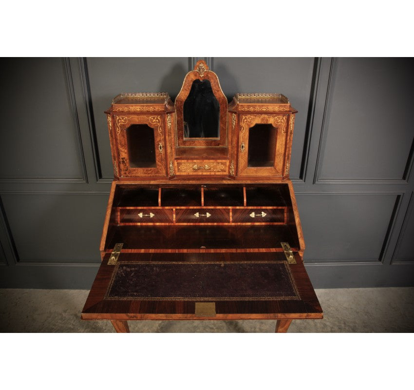 Victorian Inlaid Burr Walnut Ladies Writing Desk (bonheur De Jour)