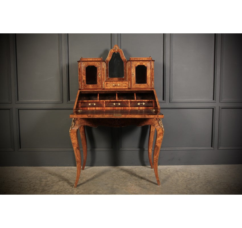Victorian Inlaid Burr Walnut Ladies Writing Desk (bonheur De Jour)